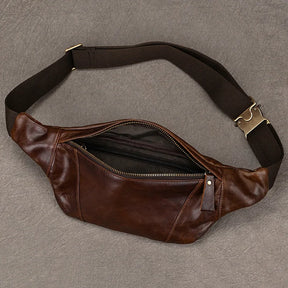 Sac Banane en Cuir Véritable Double Poche